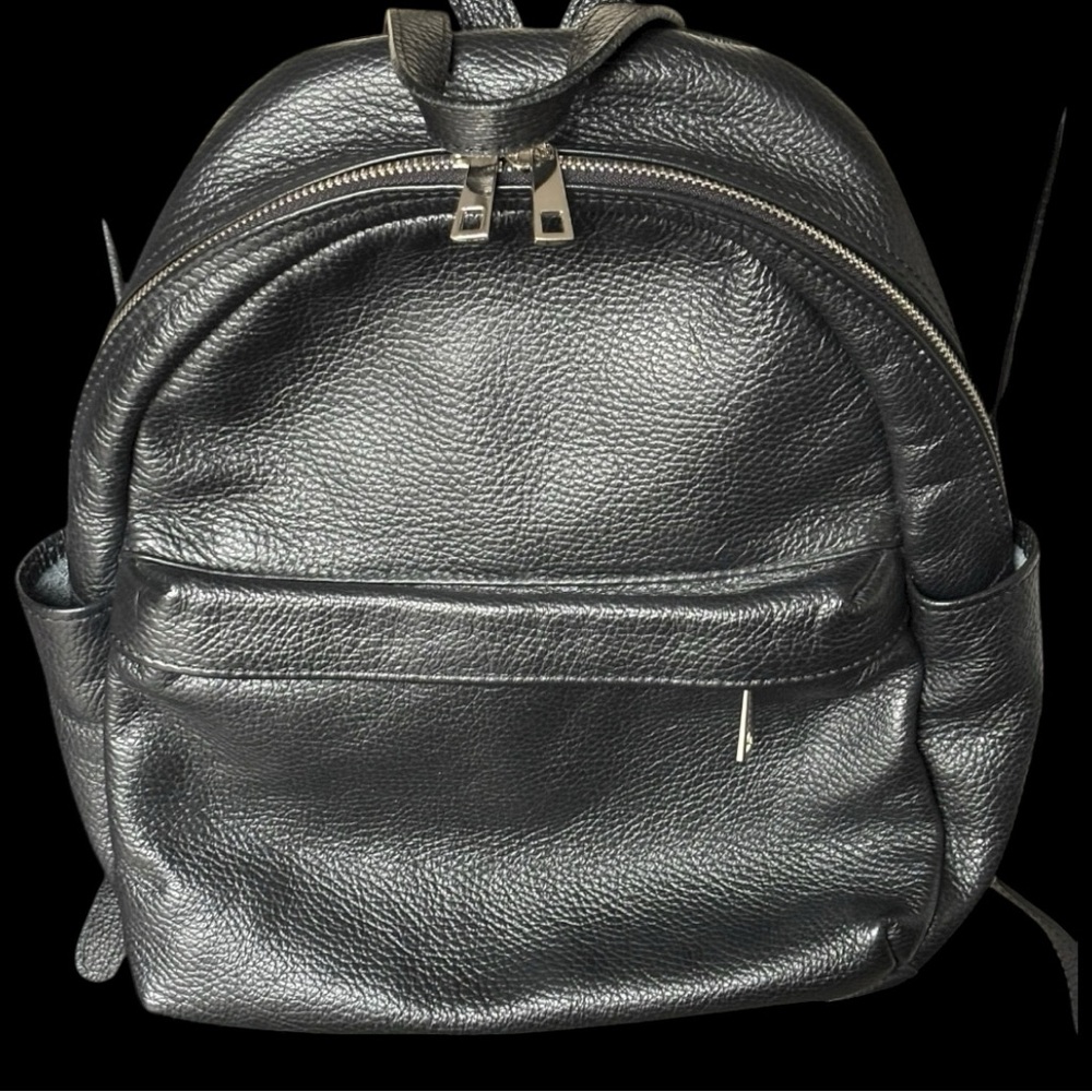 Roberta Rossi - Milano genuine black pebbled leather backpack made in Italy